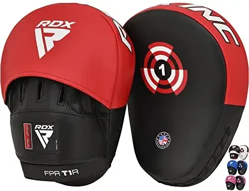 RDX Boxing Pads Focus Mitts, Maya Hide Leather Curved Hook and Jab Target Hand Pads, Great for MMA, Kickboxing, Martial Arts, Muay Thai, Karate Training, Padded Punching, Coaching Strike Shield - 1