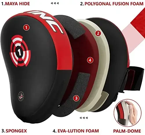 RDX Boxing Pads Focus Mitts, Maya Hide Leather Curved Hook and Jab Target Hand Pads, Great for MMA, Kickboxing, Martial Arts, Muay Thai, Karate Training, Padded Punching, Coaching Strike Shield - 4