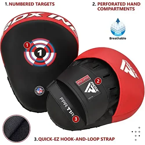 RDX Boxing Pads Focus Mitts, Maya Hide Leather Curved Hook and Jab Target Hand Pads, Great for MMA, Kickboxing, Martial Arts, Muay Thai, Karate Training, Padded Punching, Coaching Strike Shield - Modazone (1)