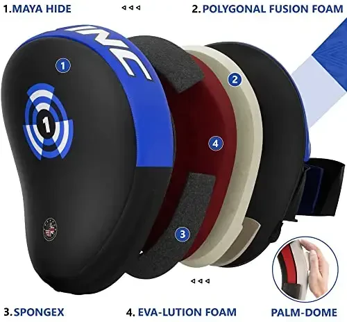 RDX Boxing Pads Focus Mitts, Maya Hide Leather Curved Hook and Jab Target Hand Pads, Great for MMA, Kickboxing, Martial Arts, Muay Thai, Karate Training, Padded Punching, Coaching Strike Shield - 4