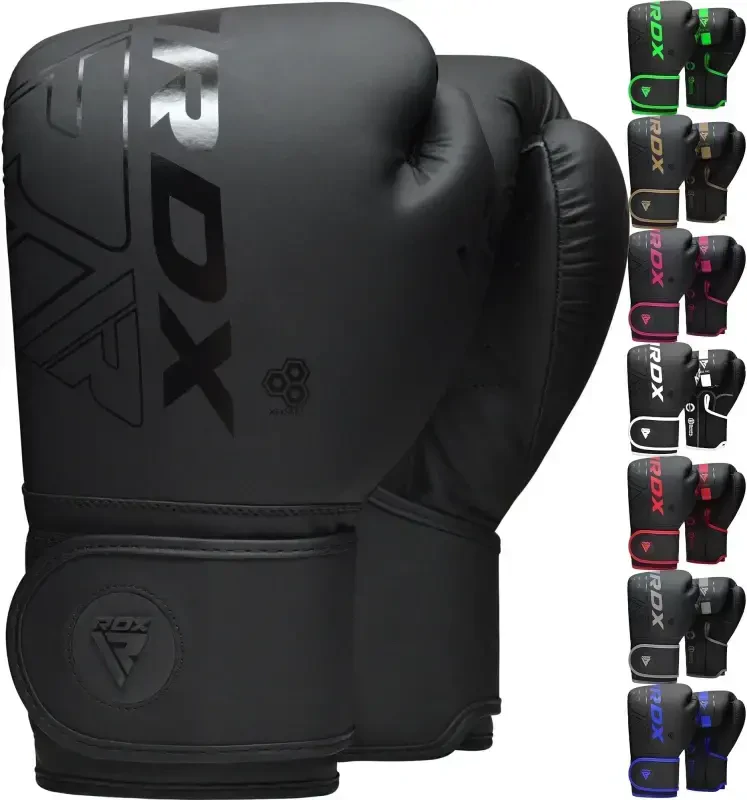 RDX Boxing Gloves for Men Women, Leather Punching Boxing Gloves for Adults, 8oz-16oz Unisex Gloves for Boxing, MMA, Muay Thai, Training,Black,16oz - 9