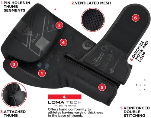 RDX Boxing Gloves for Men Women, Leather Punching Boxing Gloves for Adults, 8oz-16oz Unisex Gloves for Boxing, MMA, Muay Thai, Training,Black,16oz - 8