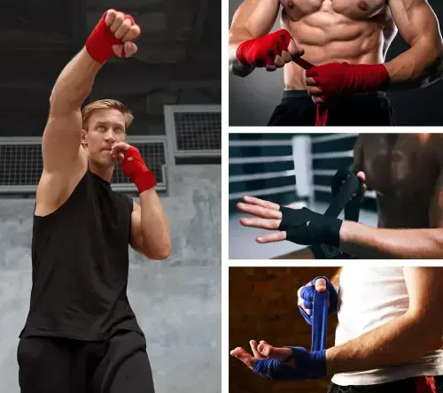 RDX Boxing Qo'lqop Bog'lamlari Ichki Qo'lqoplari, 4,5 metr 180 dyuymli Elastik Barmoq Halqali Bandajlar, Mitlardan pastdagi Bilak Qo'l Himoyasi, Muay Tay MMA Kikboks Jang San'ati, Mashq Sumkasi tezlik to'pi mashqlari - 3