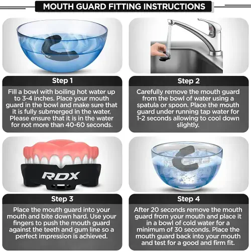 RDX Gum Shield Boxing MMA Mouth Guard Kickboxing Mouthpiece, Mouthguard Jaw Protector with Case, Muay Thai Martial Arts Rugby Hockey Football Judo Karate Soccer Contact Sports-WHITE - 5