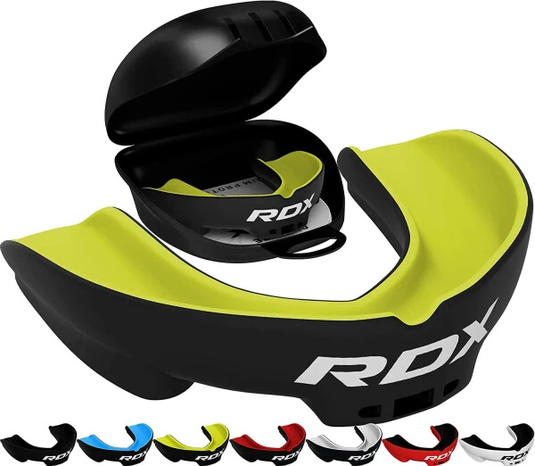 RDX Gum Shield Boxing MMA Mouth Guard Kickboxing Mouthpiece, Mouthguard Jaw Protector with Case, Muay Thai Martial Arts Rugby Hockey Football Judo Karate Soccer Contact Sports-GREEN - RDX
