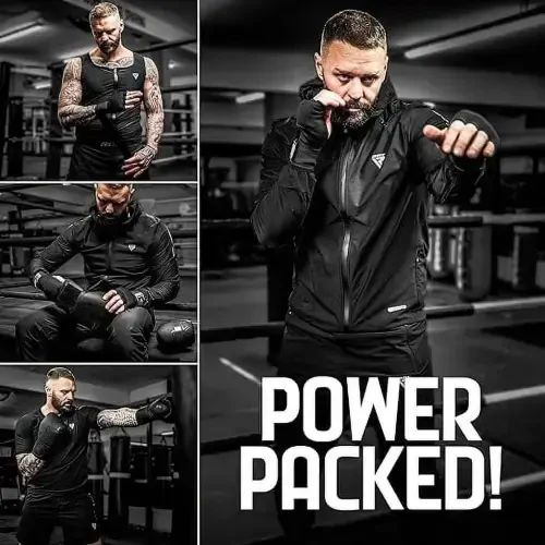 RDX Gel Boxing Hand Wraps Inner Gloves Men Women, Quick 100cm Long Wrist Straps, Elasticated Padded Fist Under Mitts Protection, Muay Thai MMA Kickboxing Martial Arts-BLACK - 1