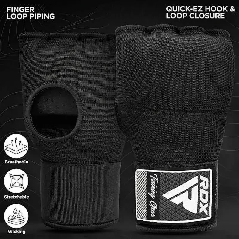 RDX Gel Boxing Hand Wraps Inner Gloves Men Women, Quick 100cm Long Wrist Straps, Elasticated Padded Fist Under Mitts Protection, Muay Thai MMA Kickboxing Martial Arts Punching Training Bandages - 4
