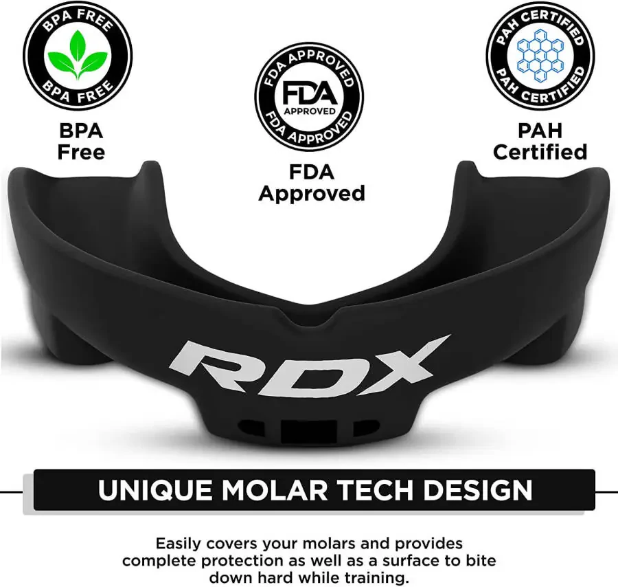 RDX Gum Shield Boks MMA Og'iz himoyachisi Kikboksing Og'iz qoplamasi, Og'iz himoyachisi Jag' himoyachisi G'ilof bilan, Muay Tay Yakkakurashlar Regbi Xokkey Futbol Dzyudo Karate Futbol Aloqa Sportlari - 1