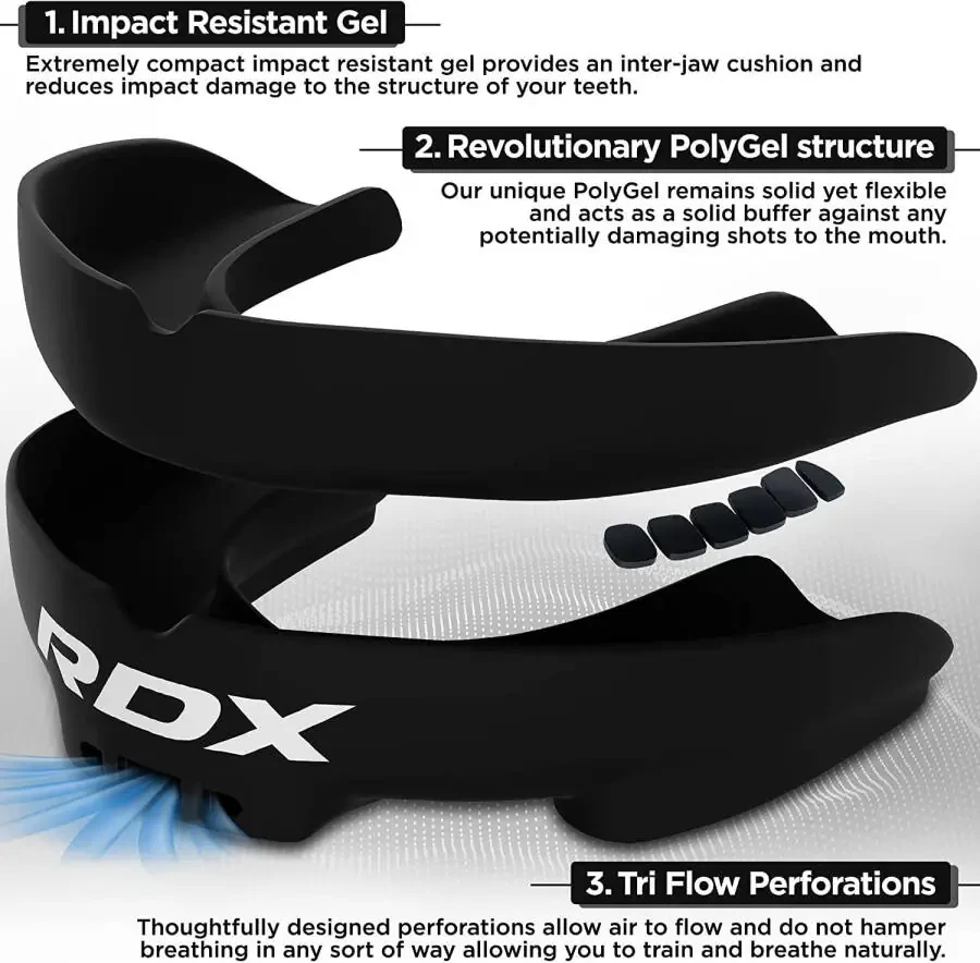 RDX Gum Shield Boks MMA Og'iz himoyachisi Kikboksing Og'iz qoplamasi, Og'iz himoyachisi Jag' himoyachisi G'ilof bilan, Muay Tay Yakkakurashlar Regbi Xokkey Futbol Dzyudo Karate Futbol Aloqa Sportlari - 2