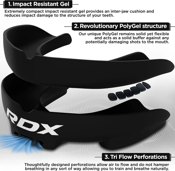 RDX Gum Shield Boxing MMA Mouth Guard Kickboxing Mouthpiece, Mouthguard Jaw Protector with Case, Muay Thai Martial Arts Rugby Hockey Football Judo Karate Soccer Contact Sports - 2