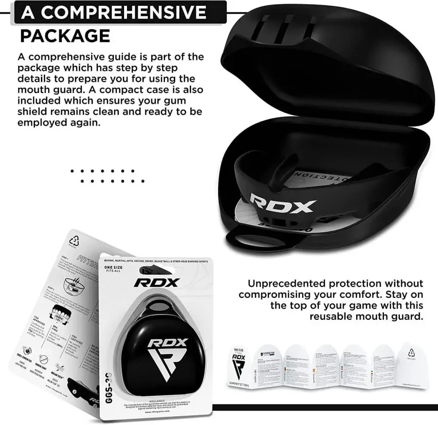 RDX Gum Shield Boxing MMA Mouth Guard Kickboxing Mouthpiece, Mouthguard Jaw Protector with Case, Muay Thai Martial Arts Rugby Hockey Football Judo Karate Soccer Contact Sports - 5