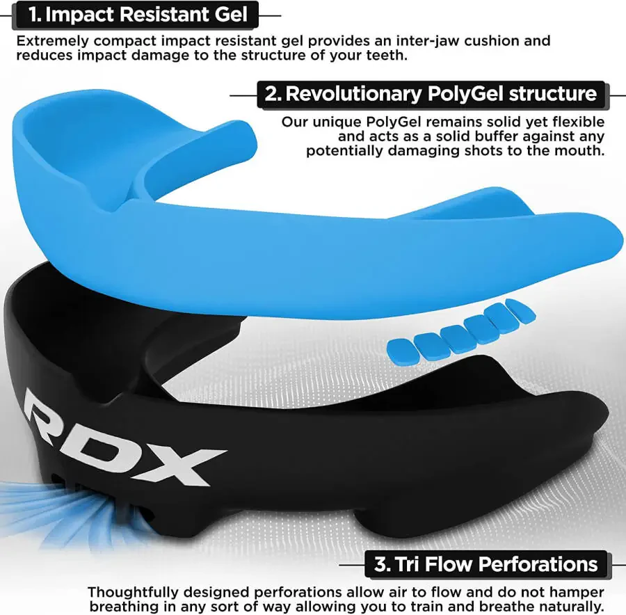 RDX Gum Shield Boxing MMA Mouth Guard Kickboxing Mouthpiece, Mouthguard Jaw Protector with Case, Muay Thai Martial Arts Rugby Hockey Football Judo Karate Soccer Contact Sports - 3