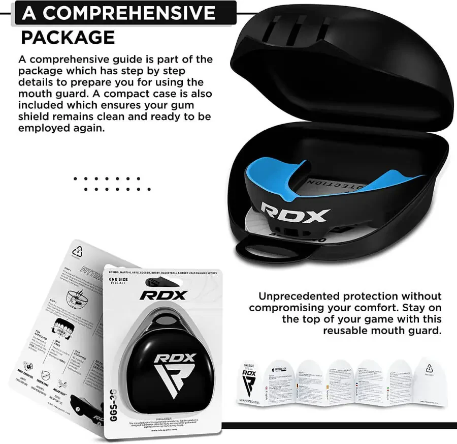 RDX Gum Shield Boxing MMA Mouth Guard Kickboxing Mouthpiece, Mouthguard Jaw Protector with Case, Muay Thai Martial Arts Rugby Hockey Football Judo Karate Soccer Contact Sports - 6