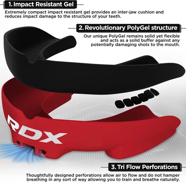 RDX Gum Shield Boxing MMA Mouth Guard Kickboxing Mouthpiece, Mouthguard Jaw Protector with Case, Muay Thai Martial Arts Rugby Hockey Football Judo Karate Soccer Contact Sports - 2