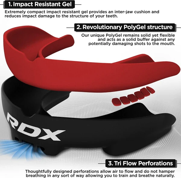 RDX Gum Shield Boxing MMA Mouth Guard Kickboxing Mouthpiece, Mouthguard Jaw Protector with Case, Muay Thai Martial Arts Rugby Hockey Football Judo Karate Soccer Contact Sports - 2