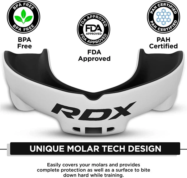 RDX Gum Shield Boxing MMA Mouth Guard Kickboxing Mouthpiece, Mouthguard Jaw Protector with Case, Muay Thai Martial Arts Rugby Hockey Football Judo Karate Soccer Contact Sports - 2