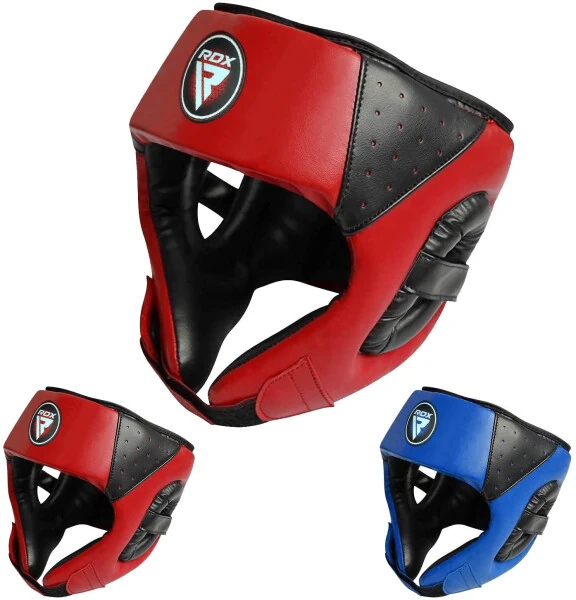 RDX Kids Boxing Headgear, MMA Training KickBoxing Equipment, Leather, Red - 1