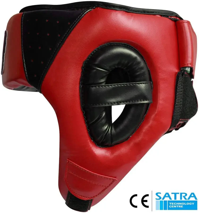 RDX Kids Boxing Headgear, MMA Training KickBoxing Equipment, Leather, Red - 4