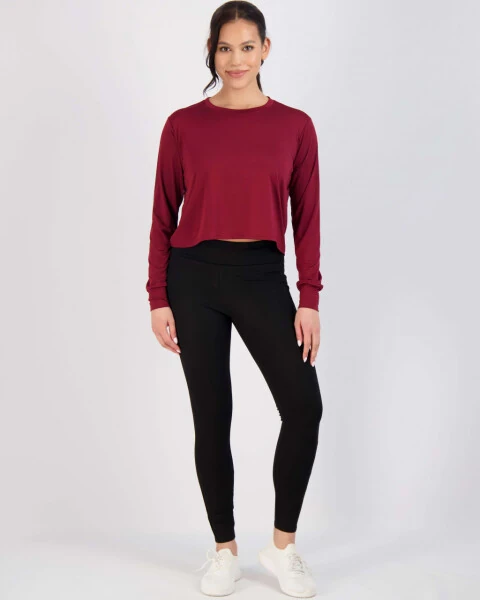 Real Essentials 5 Pack: Women's Dry Fit Crop Top - Long Sleeve Crew Neck Stretch Athletic Tee (Available in Plus Size) - 5