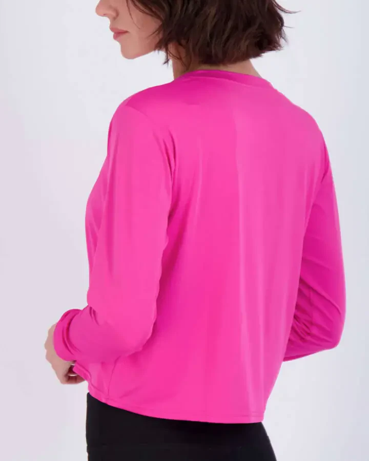 Real Essentials 5 Pack: Women's Dry Fit Crop Top - Long Sleeve Crew Neck Stretch Athletic Tee (Available in Plus Size) - 2