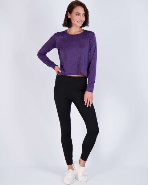 Real Essentials 5 Pack: Women's Dry Fit Crop Top - Long Sleeve Crew Neck Stretch Athletic Tee (Available in Plus Size) - 5