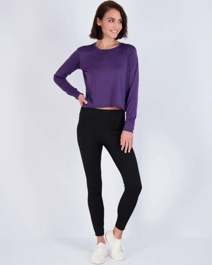 Real Essentials 5 Pack: Women's Dry Fit Crop Top - Long Sleeve Crew Neck Stretch Athletic Tee (Available in Plus Size) - 5