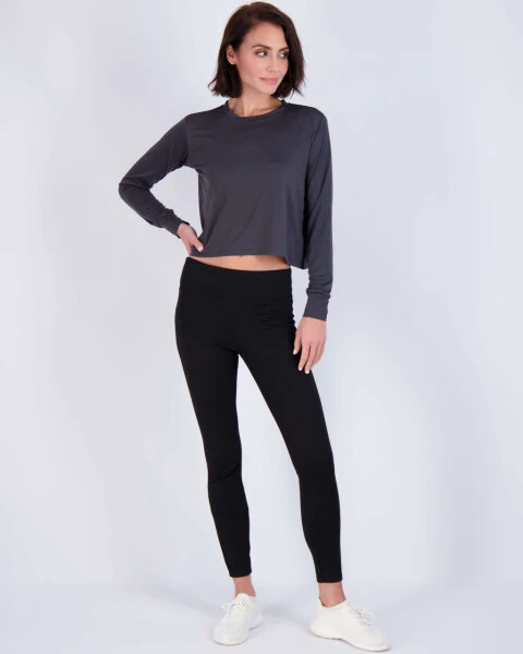 Real Essentials 5 Pack: Women's Dry Fit Crop Top - Long Sleeve Crew Neck Stretch Athletic Tee (Available in Plus Size) - 5