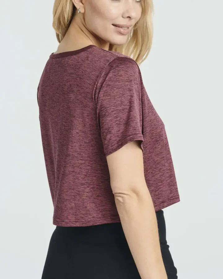 Real Essentials 5 Pack: Women's Dry-Fit Short Sleeve V-Neck Crop Top Boxy Athletic Tee - 4