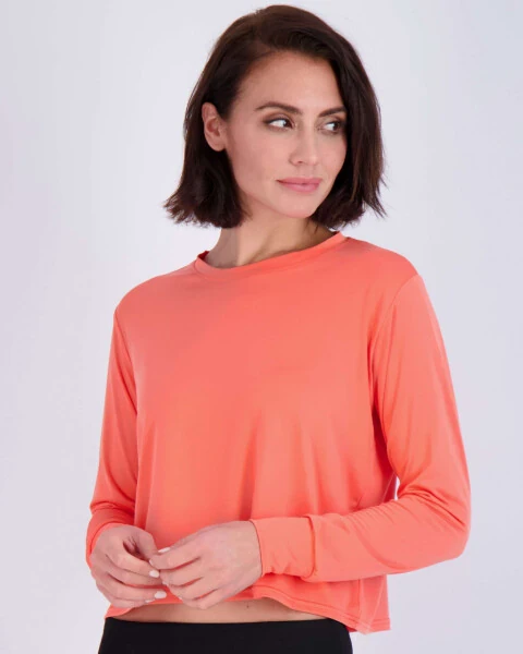 Real Essentials 5 Pack: Women's Dry Fit Crop Top - Long Sleeve Crew Neck Stretch Athletic Tee (Available in Plus Size)- - 4