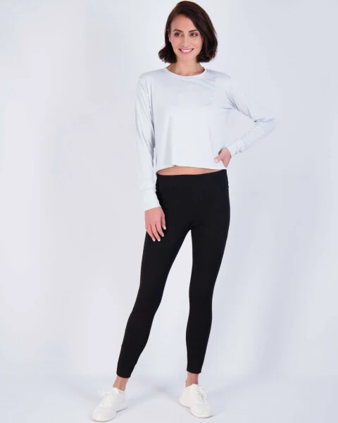 Real Essentials 5 Pack: Women's Dry Fit Crop Top - Long Sleeve Crew Neck Stretch Athletic Tee (Available in Plus Size)- - 5