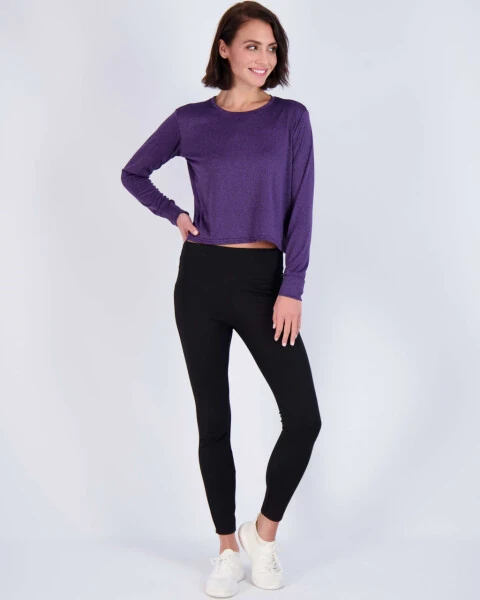 Real Essentials 5 Pack: Women's Dry Fit Crop Top - Long Sleeve Crew Neck Stretch Athletic Tee (Available in Plus Size)- - 5