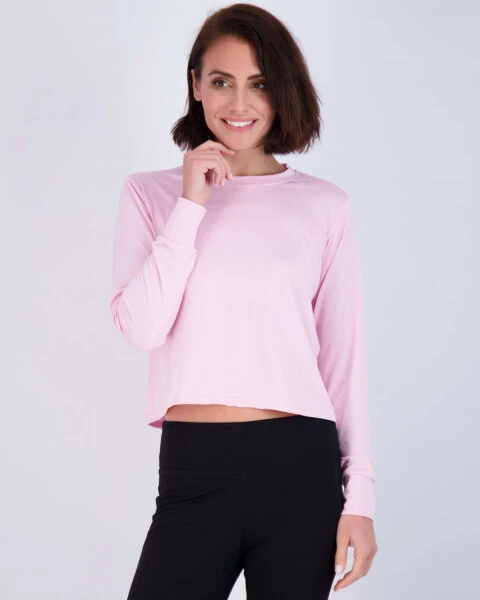 Real Essentials 5 Pack: Women's Dry Fit Crop Top - Long Sleeve Crew Neck Stretch Athletic Tee (Available in Plus Size) - REAL ESSENTIALS