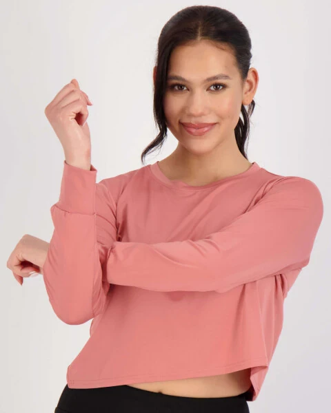 Real Essentials 5 Pack: Women's Dry Fit Crop Top - Long Sleeve Crew Neck Stretch Athletic Tee (Available in Plus Size)- - 3