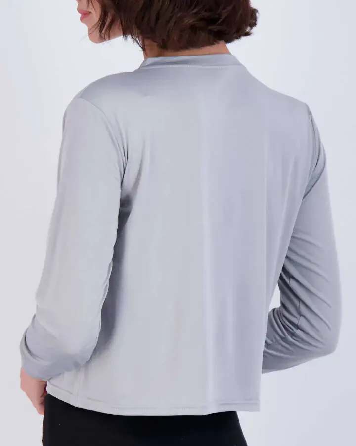 Real Essentials 5 Pack: Women's Dry Fit Crop Top - Long Sleeve Crew Neck Stretch Athletic Tee (Available in Plus Size)- - 2