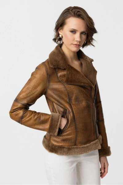 Real lambskin biker jacket with zipper. - DERIDERIM