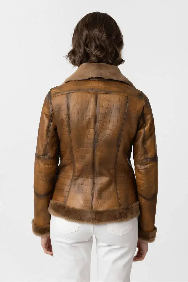 Real lambskin biker jacket with zipper. - 5
