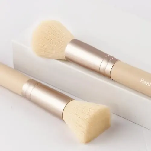 Real Perfection Makeup Brush Set 16 Pcs with 1 Eyebrow Razor Premium Synthetic Foundation Powder Concealers Eyeshadow Blush Makeup Brushes Make up Brushes Kit (Beige) - 3