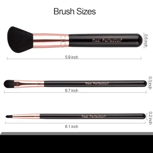 Real Perfection Makeup Brush Set 16 Pcs with 1 Eyebrow Razor Premium Synthetic Foundation Powder Concealers Eyeshadow Blush Makeup Brushes Make up Brushes Kit (Black) - 6