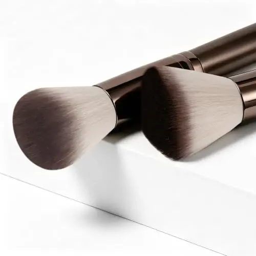 Real Perfection Makeup Brush Set 16 Pcs with 1 Eyebrow Razor Premium Synthetic Foundation Powder Concealers Eyeshadow Blush Makeup Brushes Make up Brushes Kit (Coffee) - 6