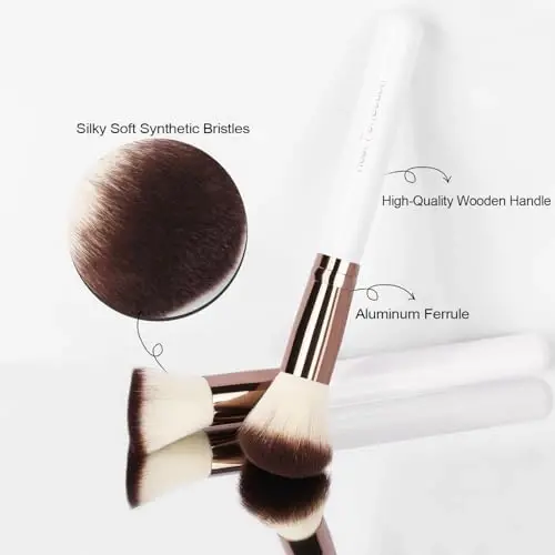 Real Perfection Makeup Brush Set 16 Pcs with 1 Eyebrow Razor Premium Synthetic Foundation Powder Concealers Eyeshadow Blush Makeup Brushes Make up Brushes Kit (White) - 5