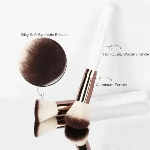 Real Perfection Makeup Brush Set 16 Pcs with 1 Eyebrow Razor Premium Synthetic Foundation Powder Concealers Eyeshadow Blush Makeup Brushes Make up Brushes Kit (White) - 5