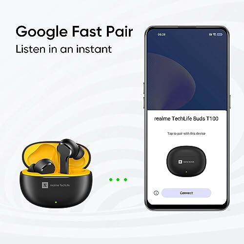 realme TechLife Buds T100 Bluetooth Gerçek Kablosuz Kulak İçi Kulaklıklar Mikrofonlu, AI ENC Aramalar İçin, Google Hızlı Eşleştirme, 28 Saat Toplam Oynatma Hızlı Şarj ve Düşük Gecikmeli Oyun Modu ile (Siyah) - 6