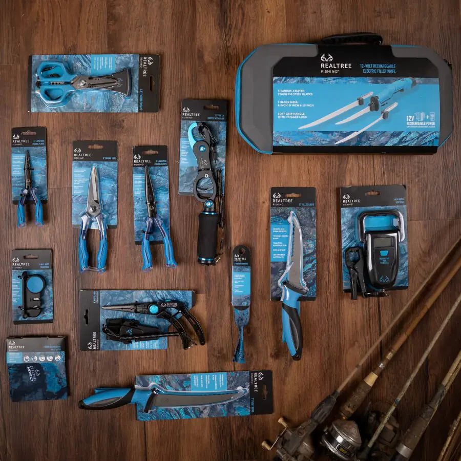 Realtree Fishing 8-дюймовые плоскогубцы с пистолетной рукояткой, титановым покрытием из нержавеющей стали, губками и твердосплавным резаком. - 6