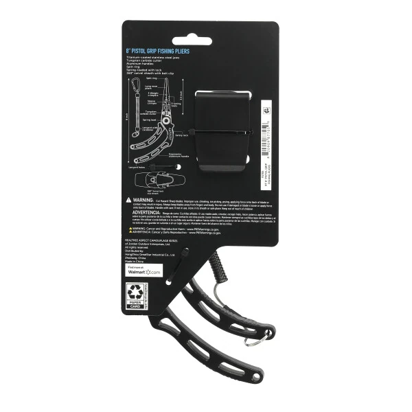 Realtree Fishing 8-дюймовые плоскогубцы с пистолетной рукояткой, титановым покрытием из нержавеющей стали, губками и твердосплавным резаком. - 8