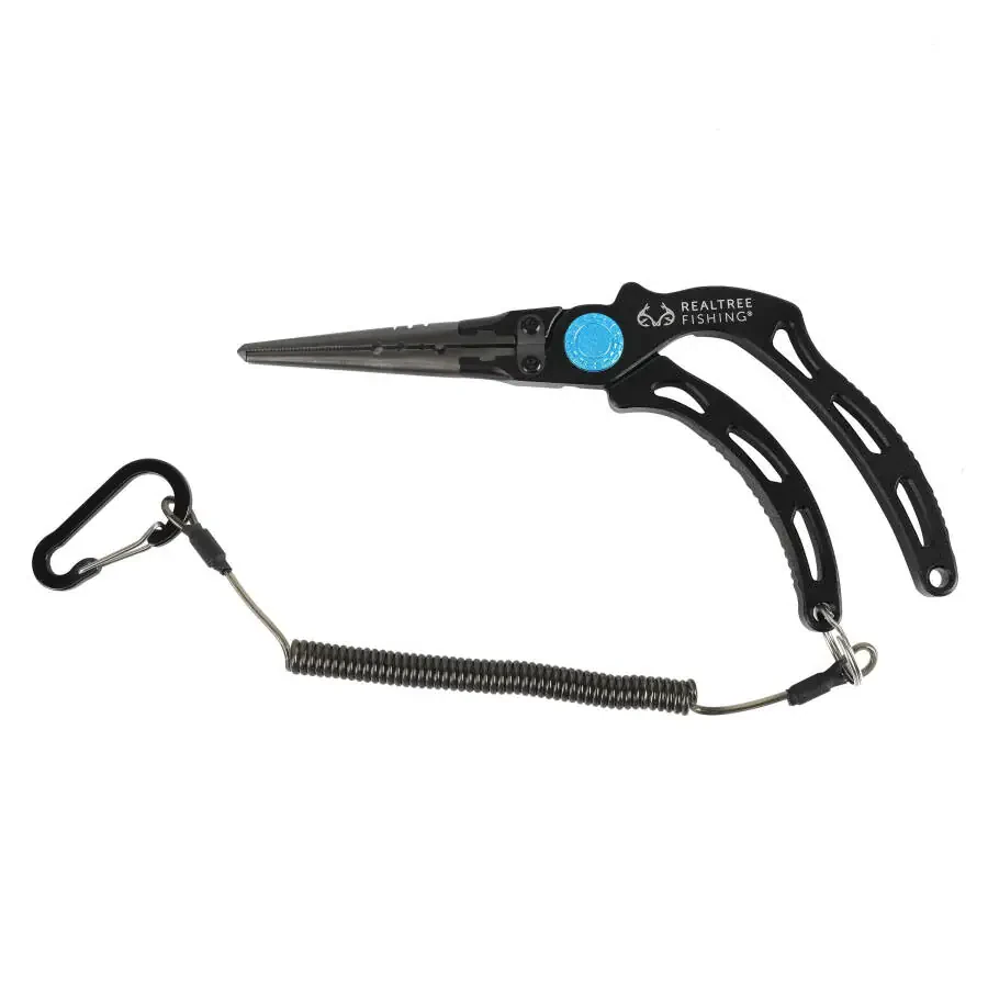 Realtree Fishing 8-inch Pistol Grip Pliers with Titanium-Coated Stainless Steel Jaws and Tungsten Carbide Cutter - 9