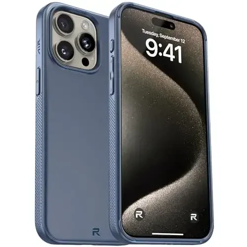 REBEL Air Case for iPhone 15 Pro Max [Air² Series] Strong MagSafe Compatible, Grippy Sides, Slim & Lightweight TPU Cover, Protective Corners, Raised Lens Ring, 6.7 Inch Phone 2024 (Blue) - 2