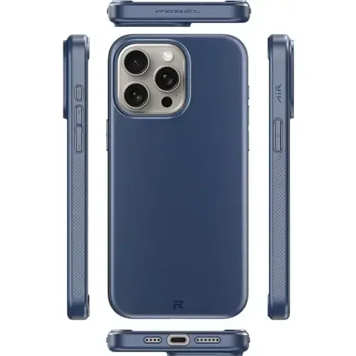 REBEL Air Case for iPhone 15 Pro Max [Air² Series] Strong MagSafe Compatible, Grippy Sides, Slim & Lightweight TPU Cover, Protective Corners, Raised Lens Ring, 6.7 Inch Phone 2024 (Blue) - 5