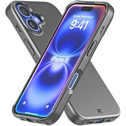 REBEL Air Case for iPhone 16 [Air² Series] MagSafe bilan mos, Kuchli Magnitlar, Sirpanmaydigan Yon tomonlar, Yupqa & Yengil TPU Qoplama, Himoya Burchaklari, Ko'tarilgan Ob'ektiv Halqasi, 6.1 dyuymli Telefon 2024 (Qora) 