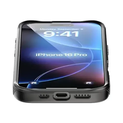 REBEL Air Case for iPhone 16 Pro [Air² Series] Strong MagSafe Compatible, Grippy Sides, Slim & Lightweight TPU Cover, Protective Corners, Raised Lens Ring, 6.3 Inch Phone 2024 (Black) - 3