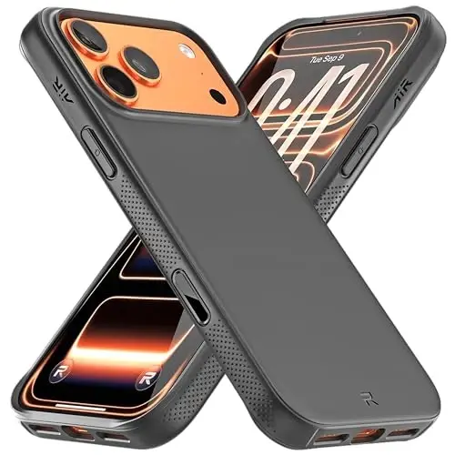 REBEL Air Case for iPhone 17 Pro Max [Air² Series] Strong MagSafe Compatible, Grippy Sides, Slim & Lightweight Cover, Camera Button, Protective Corners, Raised Lens Ring, 6.9 Inch Phone 2025 (Black) 